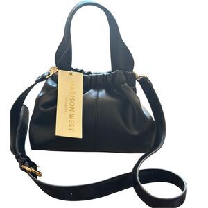 Madison West Los Angeles Black Handbag Crossbody Satchel Purse NWT